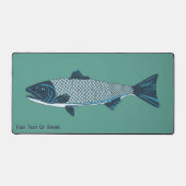 Blauwe Folk Art Forel/Zalm Bureaumat (Voorkant)