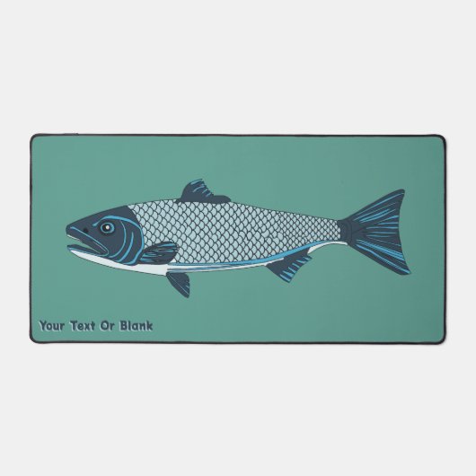 Blauwe Folk Art Forel/Zalm Bureaumat (Voorkant)