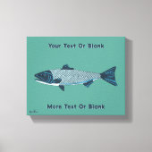 Blauwe Folk Art Forel/Zalm Canvas Afdruk (Voorkant)
