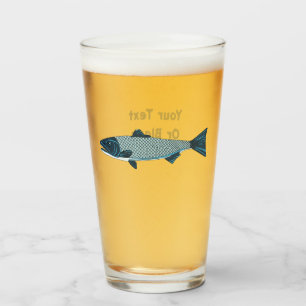 Blauwe Folk Art Forel/Zalm Glas