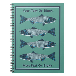 Blauwe Folk Art Forel/Zalm Notitieboek