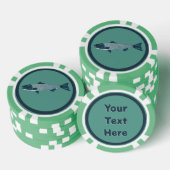 Blauwe Folk Art Forel/Zalm Poker Chips (Opstapeling)