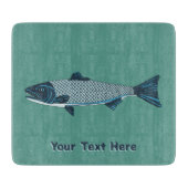 Blauwe Folk Art Forel/Zalm Snijplank (Voorkant)