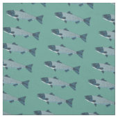 Blauwe Folk Art Forel/Zalm Stof (Swatch)