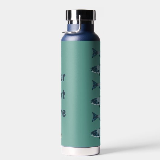 Blauwe Folk Art Forel/Zalm Waterfles (Rechts)