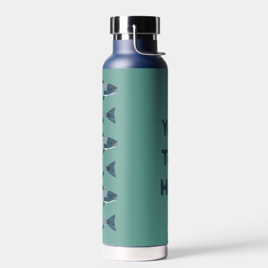 Blauwe Folk Art Forel/Zalm Waterfles (Links)