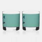 Blauwe Folk Art Forel/Zalm Whisky Glas (Links)