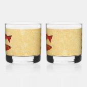 Blauwe Folk Art Forel/Zalm Whisky Glas (Links)