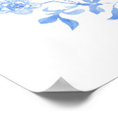 Blauwe folk bloemenkrans boho bruiloft zitgrafiek poster (Hoek)