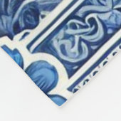 Blauwe folk bloemenpatroon fleece deken (Hoek)