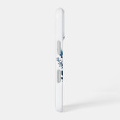 Blauwe folk bloemenpatroon iPhone 16 hoesje (Rechterkant)