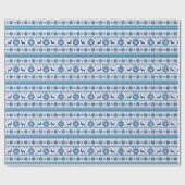 Blauwe folkmotieven ethnoornamenten voor kerstmis cadeaupapier (Vlak)