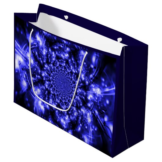 Blauwe Fonkelende Lichten Groot Cadeauzakje (Voorkant Gekanteld)