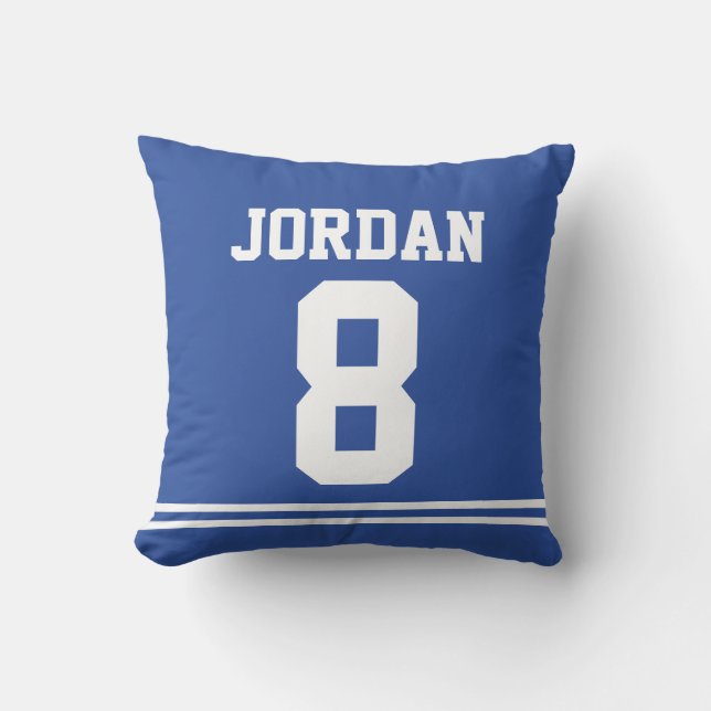 Blauwe Football Jersey met nummer Kussen (Voorkant)