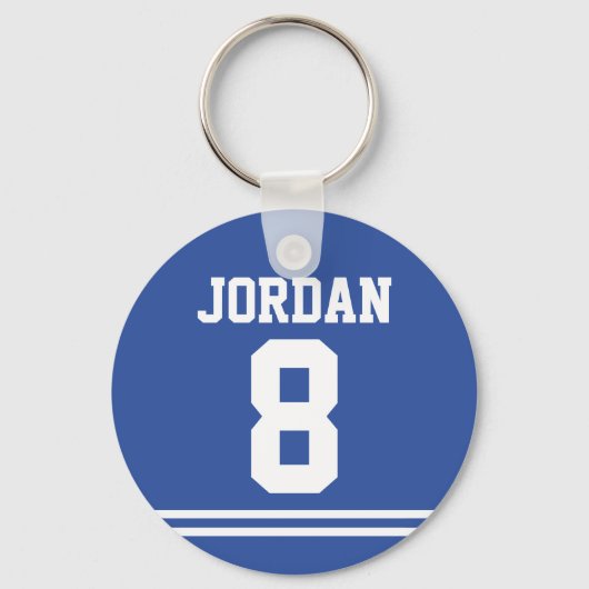Blauwe Football Jersey met nummer Sleutelhanger (Voorkant)