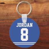 Blauwe Football Jersey met nummer Sleutelhanger (Voorkant)