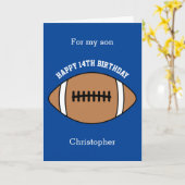 Blauwe Football Sport 14e geboortedag Kaart (Gele Bloem)