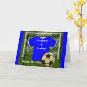 Blauwe Football Voetbalkaarten Kaart (Gele Bloem)