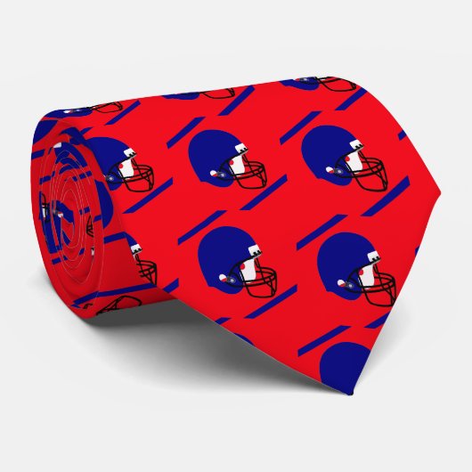 Blauwe Footballs helm op rode stropdas (Opgerold)