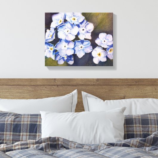 BLAUWE FORGET-ME-NOTS CANVAS AFDRUK (Insitu (Slaapkamer))