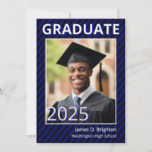 Blauwe foto Afstuderen uitnodiging (Voorkant)