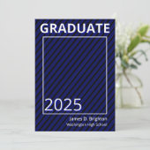 Blauwe foto Afstuderen uitnodiging (Staand voorkant)
