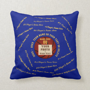 Blauwe foto Alle speldennamen Basketball Pillow Kussen