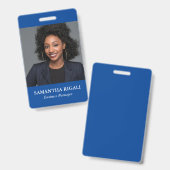 Blauwe foto badge (Voor- en achterkant)