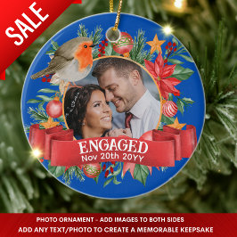 Blauwe FOTO  boomdecoratie gepersonaliseerd Keramisch Ornament