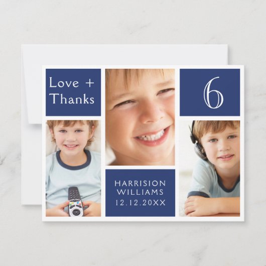 Blauwe foto Collage Birthday Bedankt van elke leef (Voorkant)