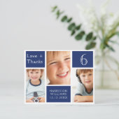 Blauwe foto Collage Birthday Bedankt van elke leef (Staand voorkant)