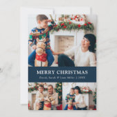 Blauwe foto-collage kerstkaart (Voorkant)
