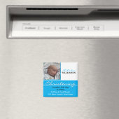 Blauwe foto doopsel of doop uitnodiging magneet (Insitu (Vaatwasser))