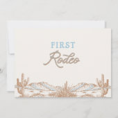  Blauwe Foto Eerste Rodeo 1e Verjaardag Kaart (Achterkant)