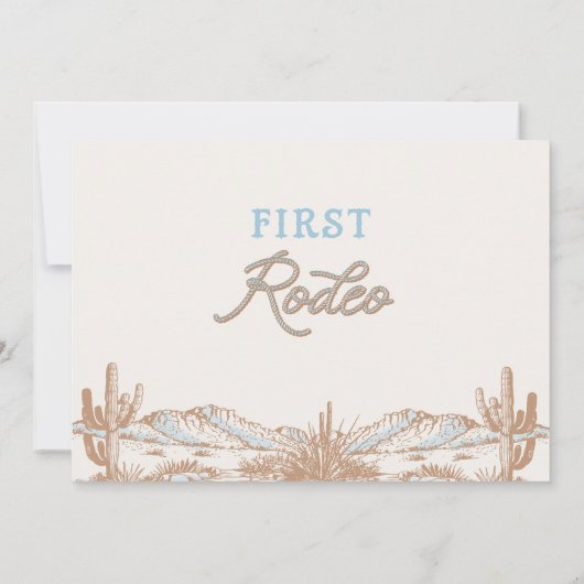  Blauwe Foto Eerste Rodeo 1e Verjaardag Kaart (Achterkant)