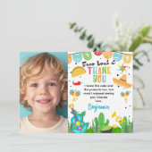 Blauwe foto Fiesta Dank u Verjaardag Kaart (Staand voorkant)