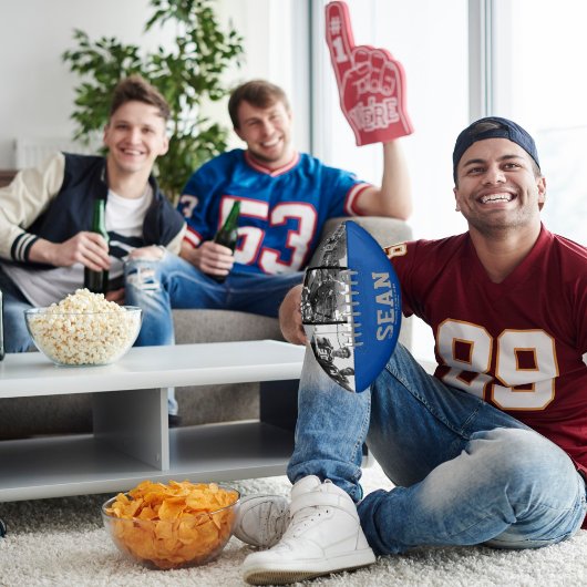 Blauwe Foto Football Keepsake voor papa