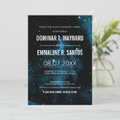 Blauwe foto Galaxy repetitie diner Kaart (Staand voorkant)