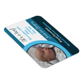 Blauwe Foto Geboorte Aankondiging Flex Flat Magnet Magneet (Rechterzijde)
