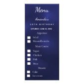 Blauwe foto maaltijd opties leuke weetjes verjaard reclamekaart (Voorkant)