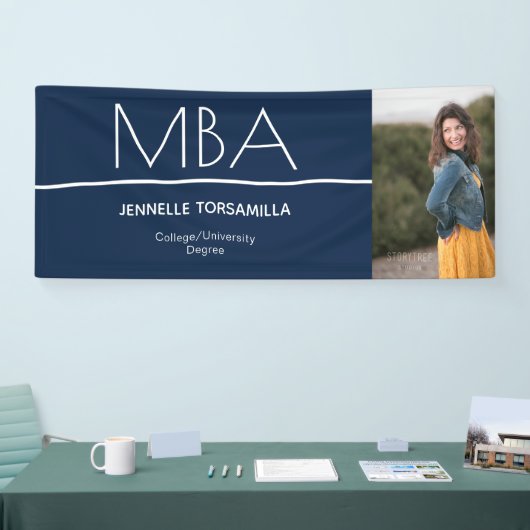 Blauwe foto MBA Afstuderen Spandoek (Beurs)