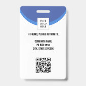Blauwe foto QR-code personeels-ID Badge (Achterkant)