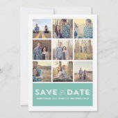 Blauwe Foto Raster Save The Date Aankondigingen (Voorkant)