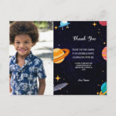 Blauwe foto ruimte verjaardagsfeest, bedankt briefkaart (Voorkant)