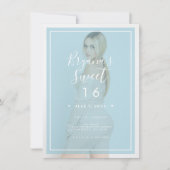 Blauwe foto Tint Overlay 2 Modern Minimal Sweet 16 Kaart (Voorkant)