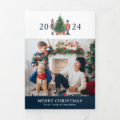 Blauwe foto Trifold Vakantie Kaart (Cover)