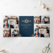 Blauwe foto Trifold Vakantie Kaart (Binnen)