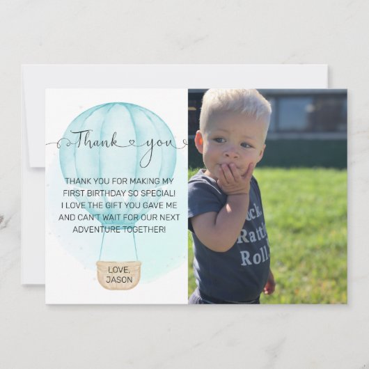 Blauwe foto van 1 september bedankkaart (Voorkant)