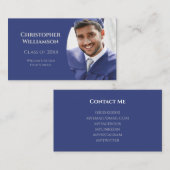 Blauwe foto van afstuderen Student School Networki Visitekaartje (Voorkant / Achterkant)