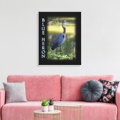 Blauwe foto van Heron Wall Art Canvas Afdruk (Insitu (Woonkamer))